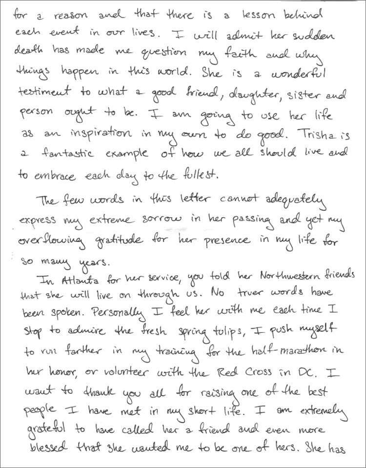 Letter from Katie Sander