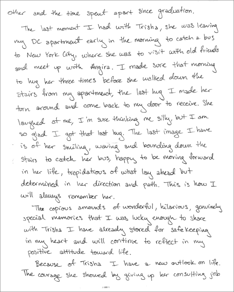 Letter from Katie Sander