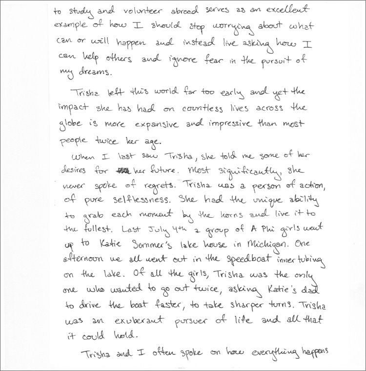 Letter from Katie Sander